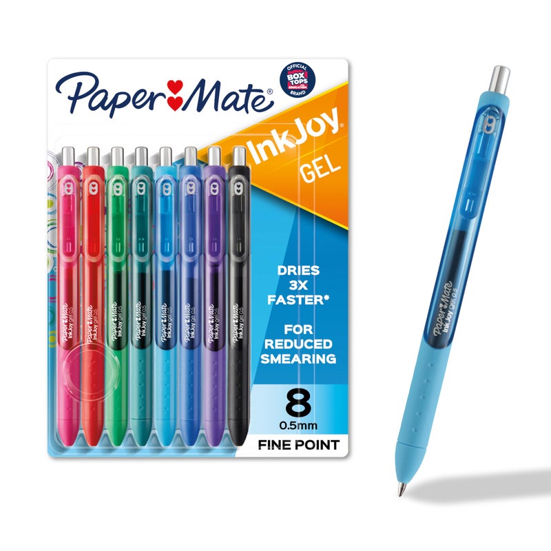 Paper Mate InkJoy Gel Pens, Fine Point (0.5mm), Assorted Colors, 8 Count - Back to School, Teacher Supplies, Writing, Journaling - Image 1